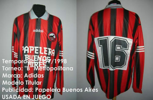 maillot de foot defensores de belgrano domicile 1997-1998 rétro