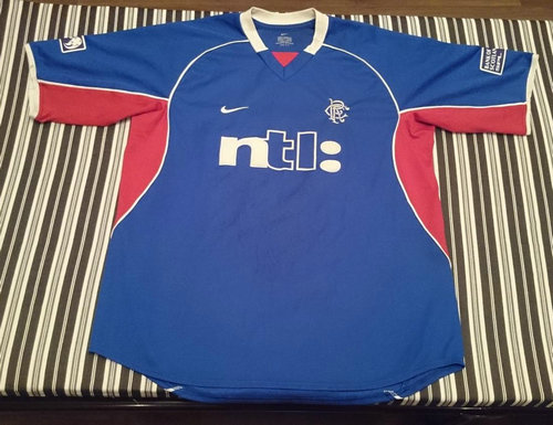 maillot de foot glasgow rangers domicile 2001-2002 rétro