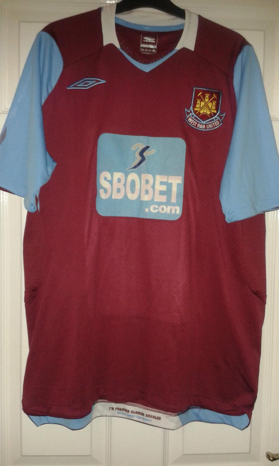 maillot de foot west ham united domicile 2008-2009 rétro