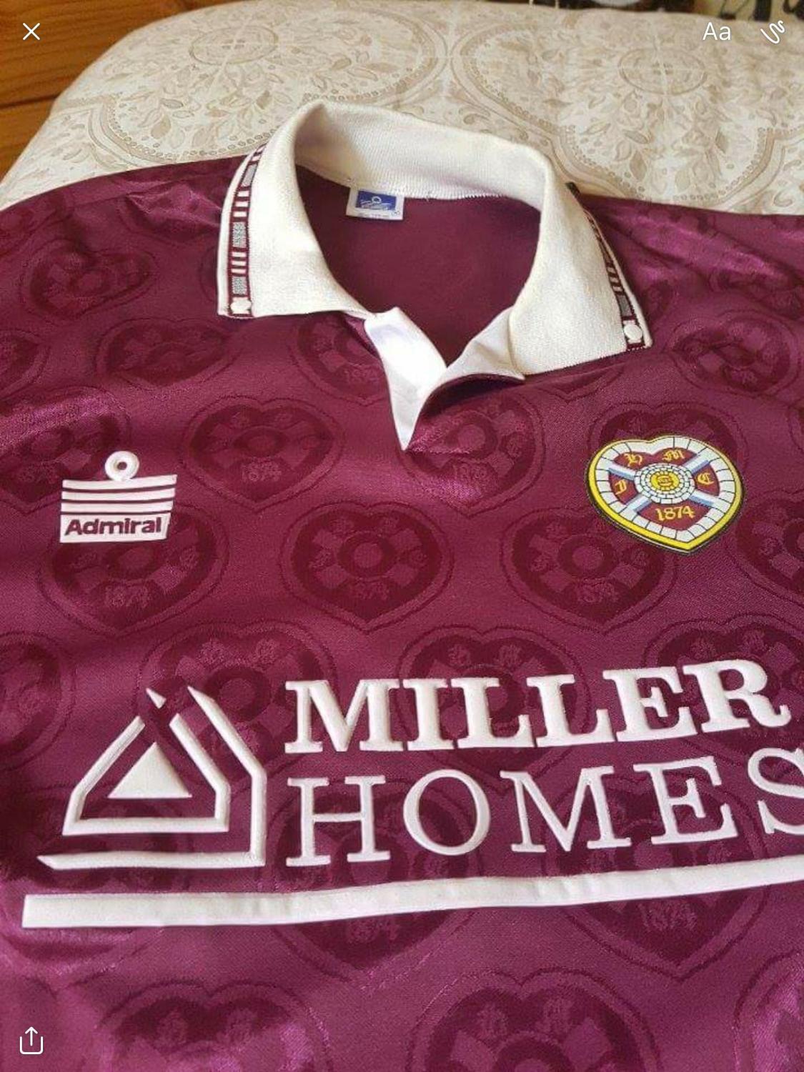 maillot de hearts domicile 1991-1992 rétro